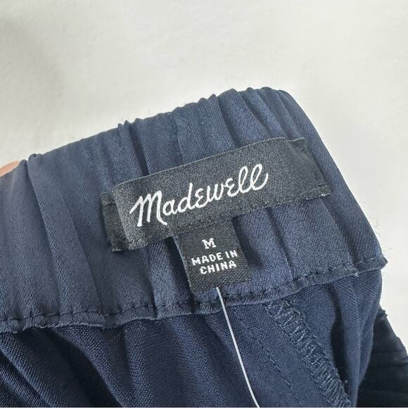 NEW Madewell Drapey Tapered Pleat Satin Blue Relaxed Fit Pants Women's Medium - Picture 8 of 11
